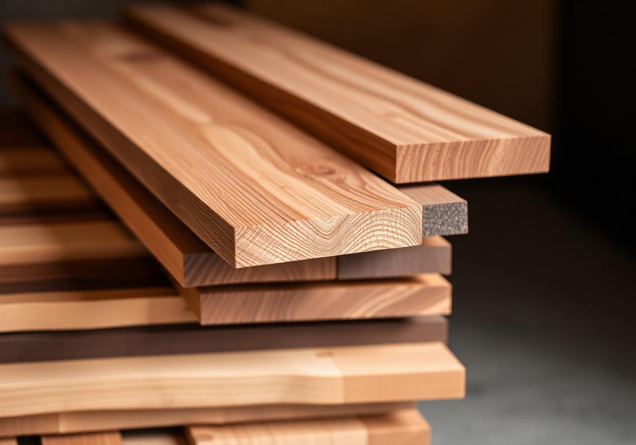 Freshly milled timber planks stacked at the yard